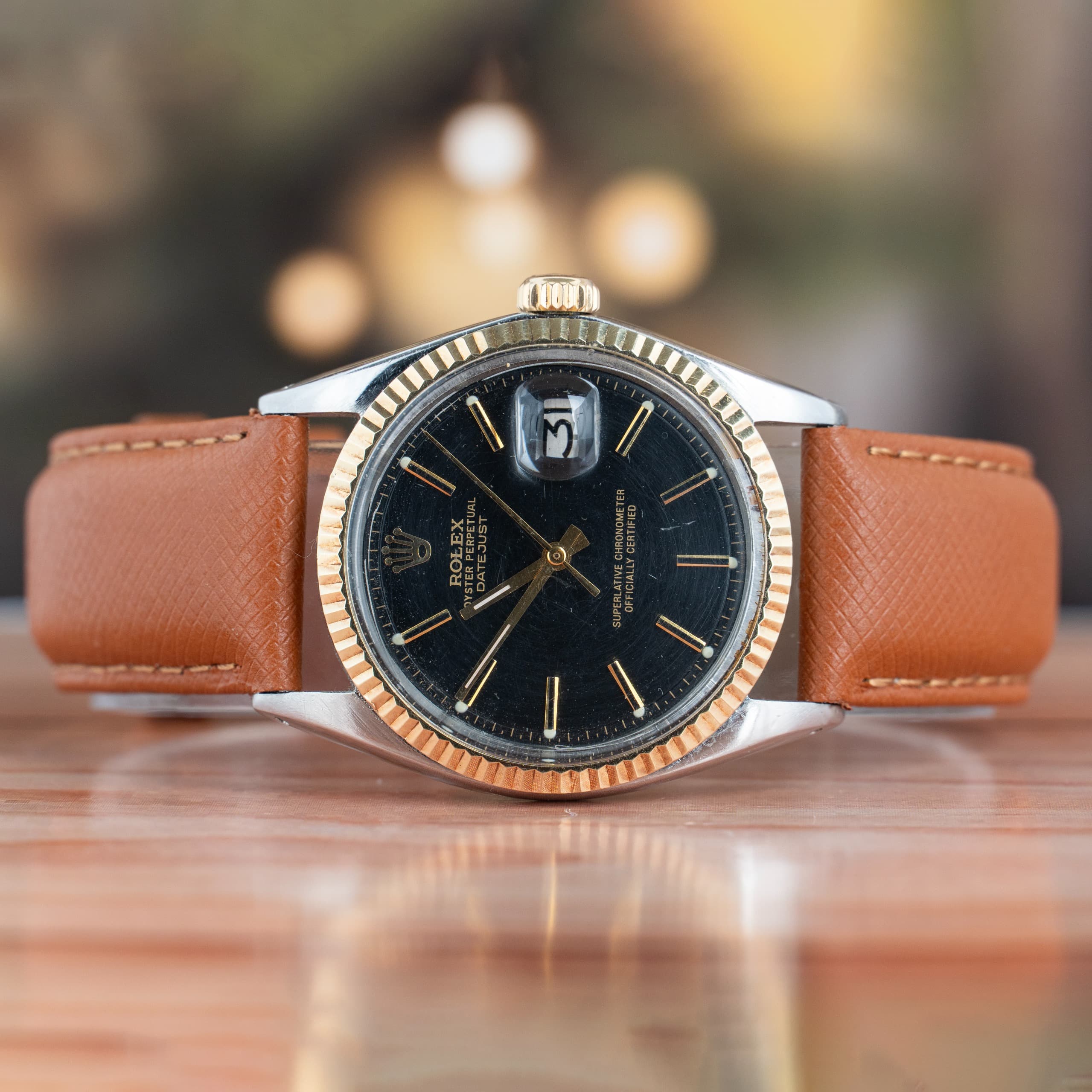 Rolex Two-Tone Datejust 36 MM Matte Black Dial Steel and Yellow Gold Automatic Watch Ref. No 1601