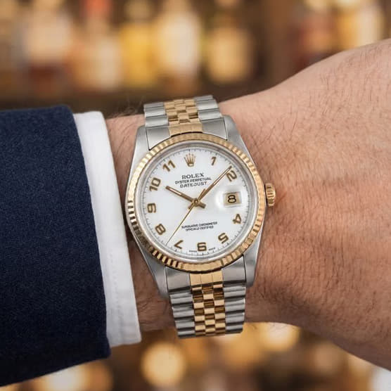Rolex Datejust 36 MM Steel and Gold White Dial Automatic Watch Ref. No 16013-Hover-Image