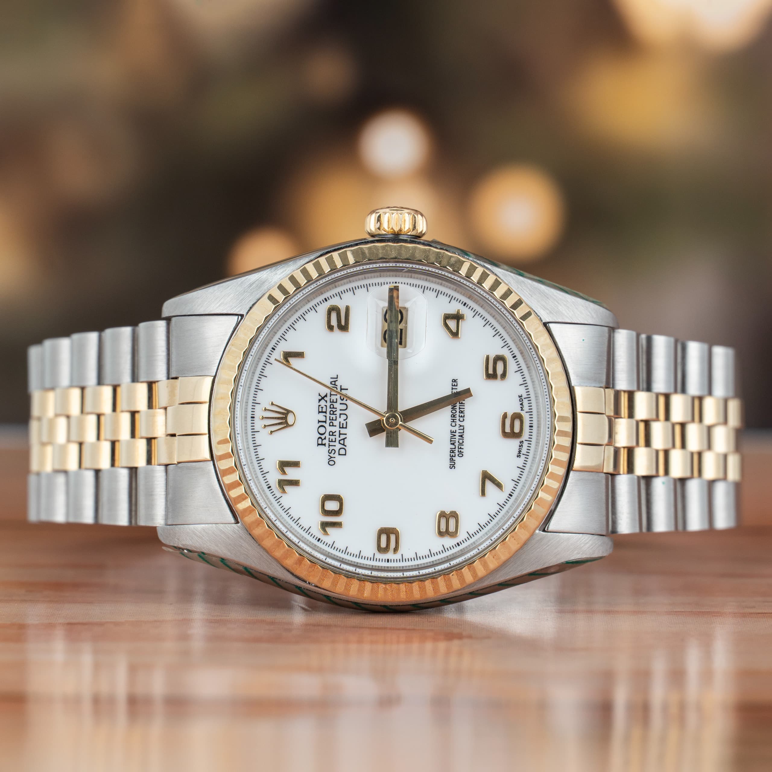 Rolex Datejust 36 MM Steel and Gold White Dial Automatic Watch Ref. No 16013