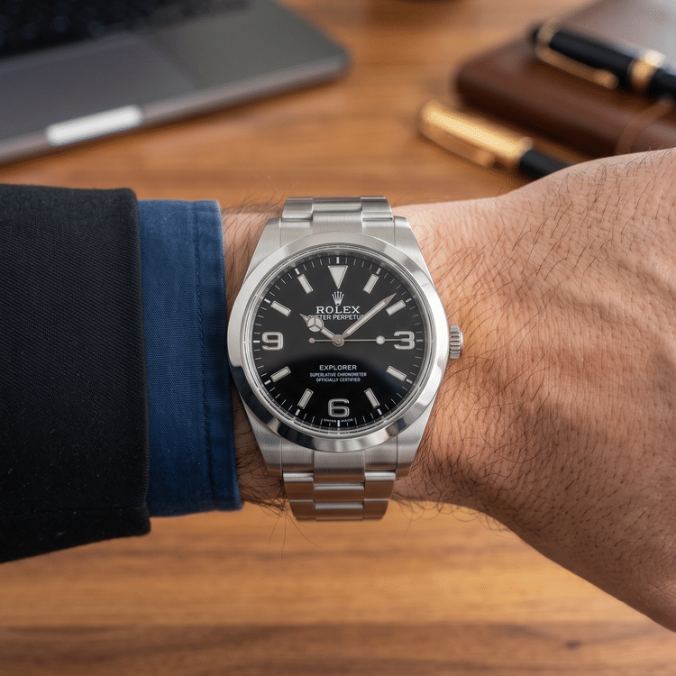Rolex Explorer 39 MM Black Dial Stainless Steel Automatic Watch 214270-Hover-Image