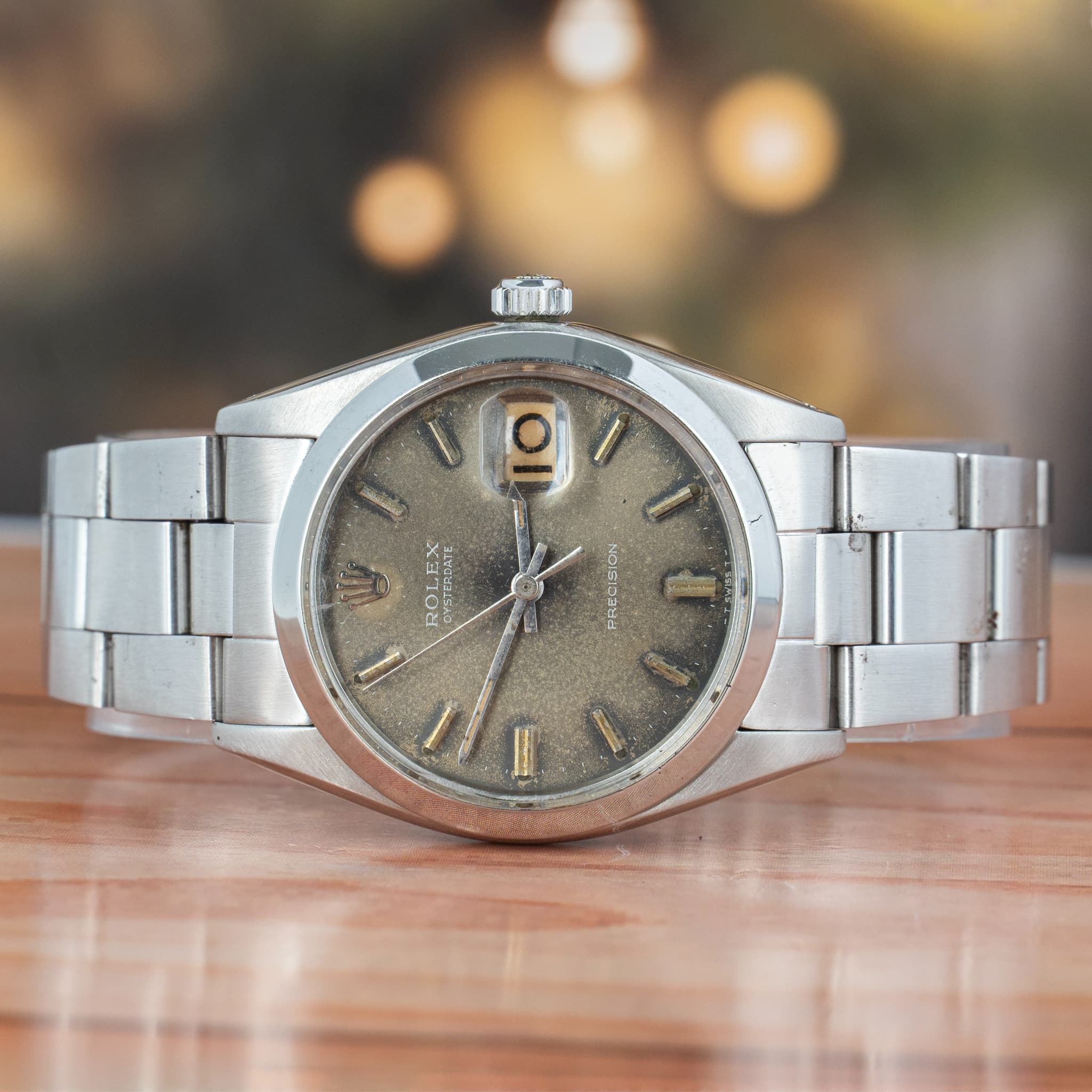 Rolex Oysterdate 34 MM Tropical Dial Stainless Steel Automatic Watch 6694