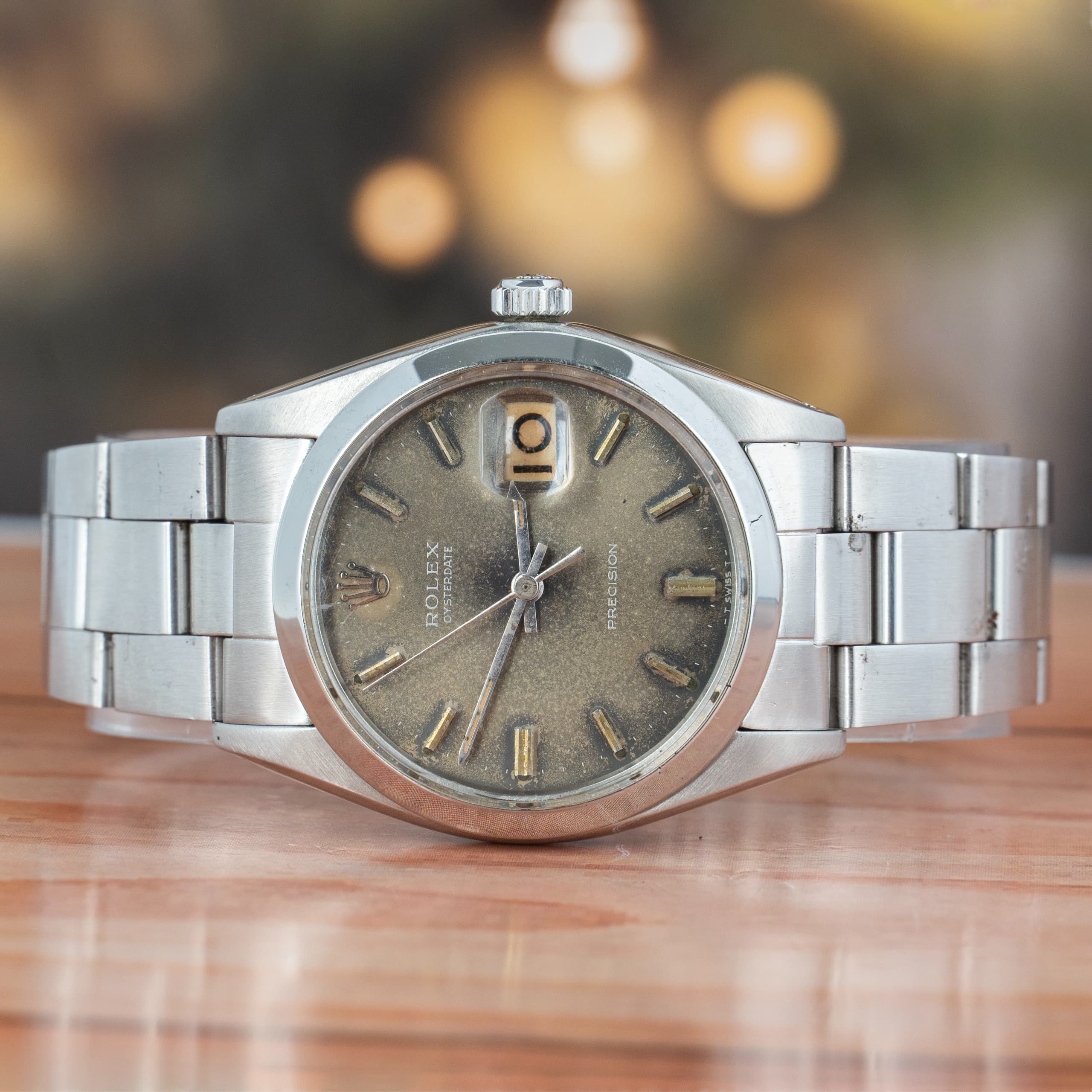 Rolex Oysterdate 34 MM Tropical Dial Stainless Steel Automatic Watch 6694