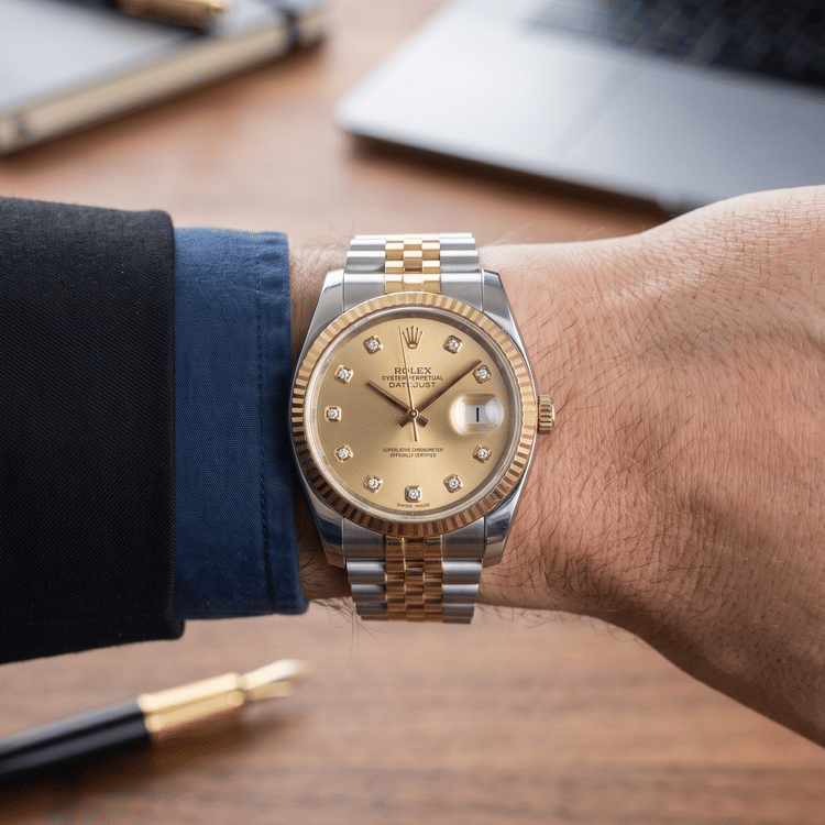 Rolex Datejust 36 MM Champagne Diamond Jubilee Steel And Yellow Gold Automatic Watch Ref No. 116233-Hover-Image