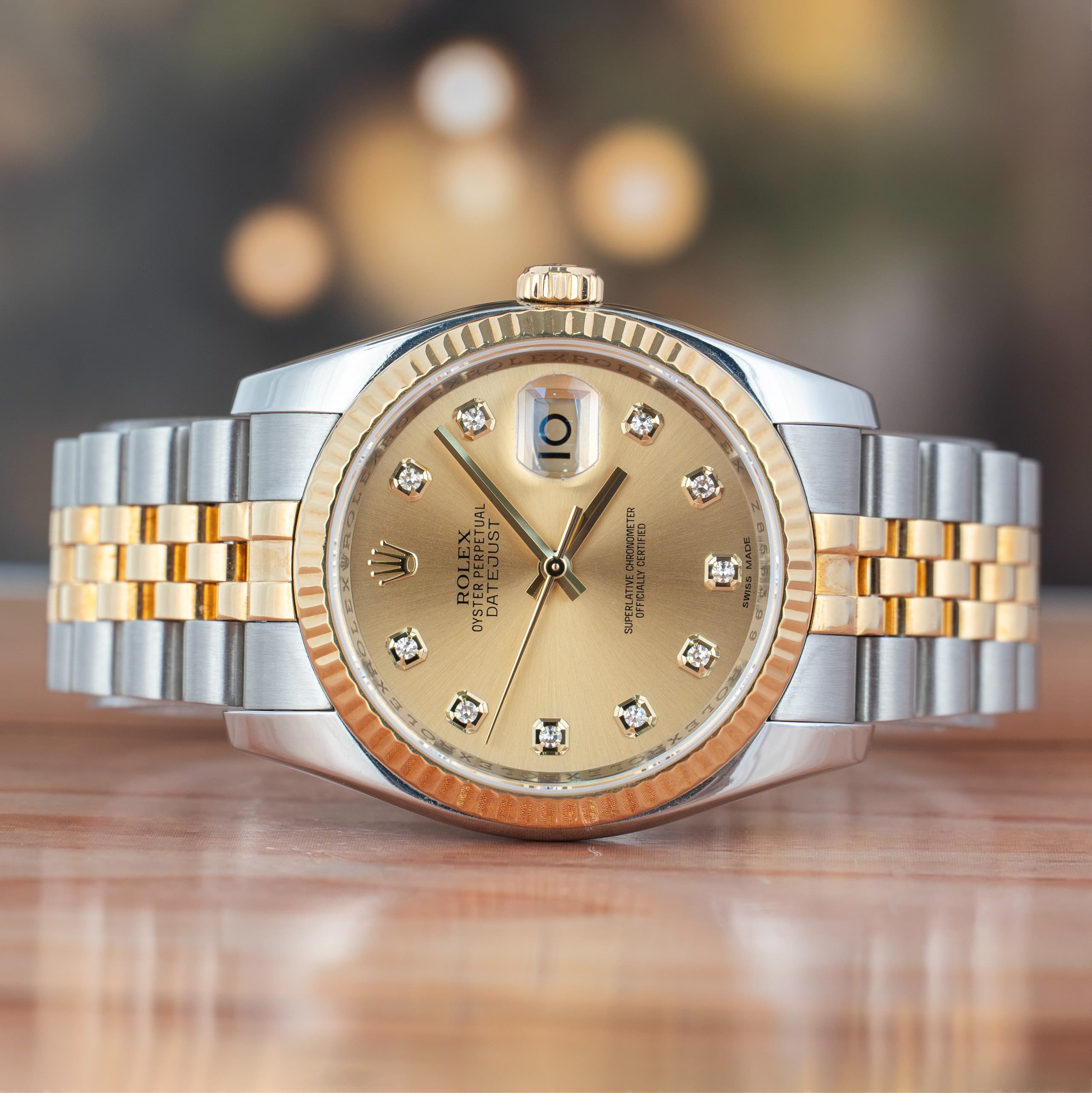 Rolex Datejust 36 MM Champagne Diamond Jubilee Steel And Yellow Gold Automatic Watch Ref No. 116233