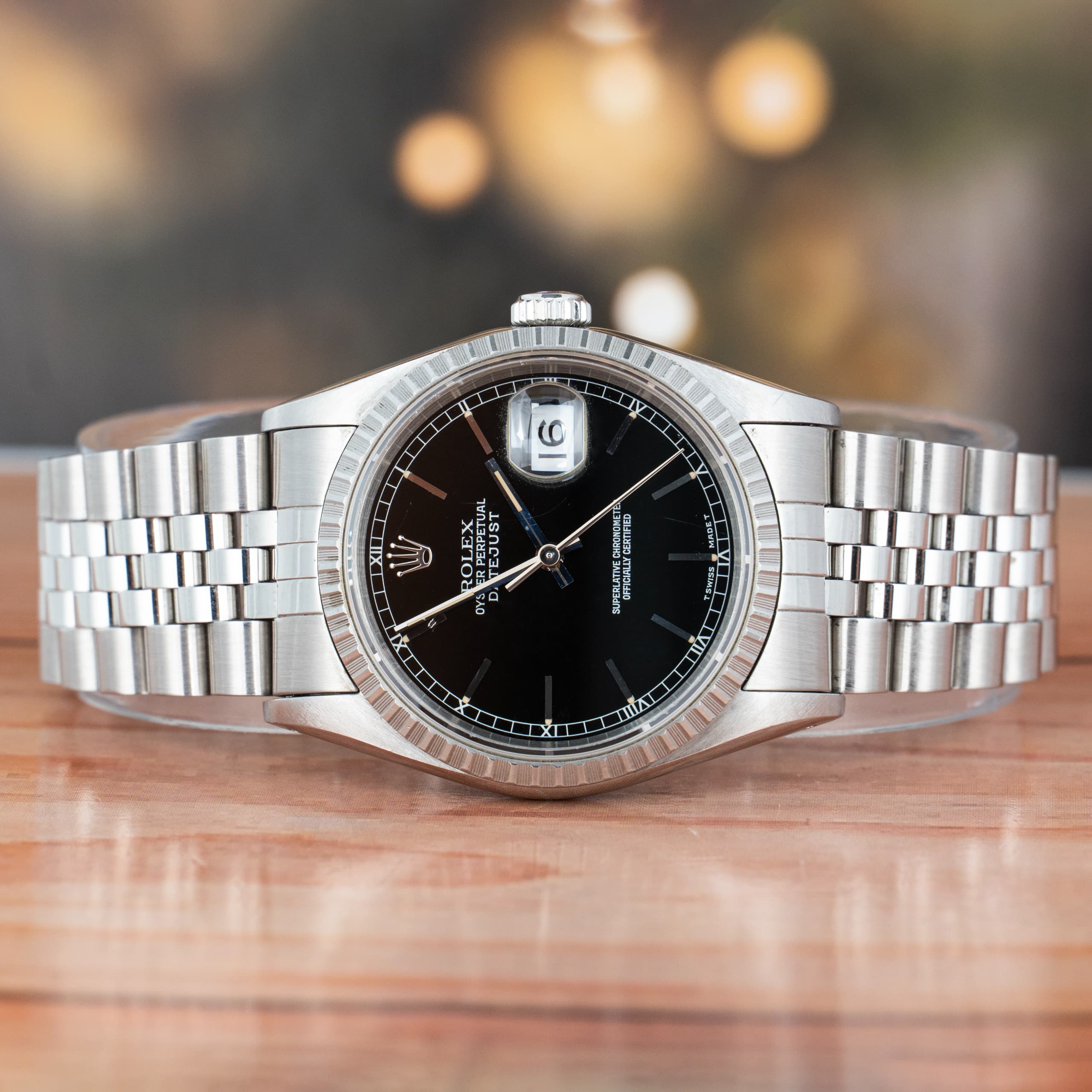 Rolex Datejust 36 MM Khanjar Caseback Black Dial Stainless Steel Automatic Watch Ref No. 16220