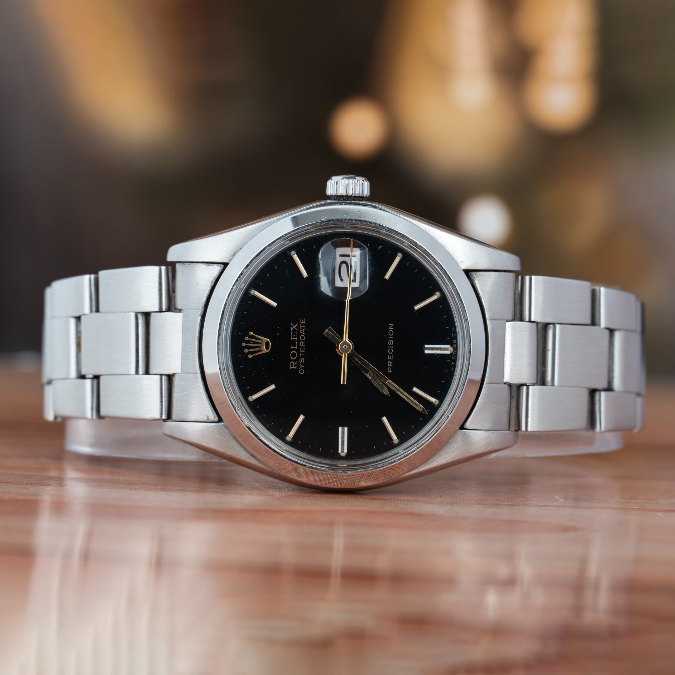 Rolex Oysterdate Precision 34.5 MM Black Dial Steel Manual Winding Watch Ref No. 6694