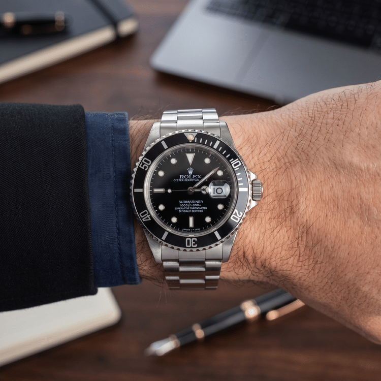 Rolex Submariner Date 40 MM Black Dial Steel Automatic Watch Ref. No 16610-Hover-Image