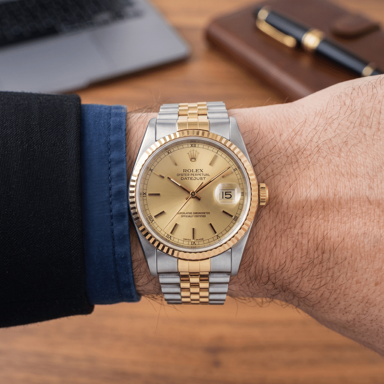 Rolex Datejust 36 MM Steel and 18K Yellow Gold Automatic Watch Ref. No 16233-Hover-Image