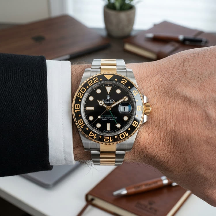 Rolex GMT-Master II 40 MM Black Dial Steel and Yellow Gold Automatic Watch Ref. No 116713LN-Hover-Image