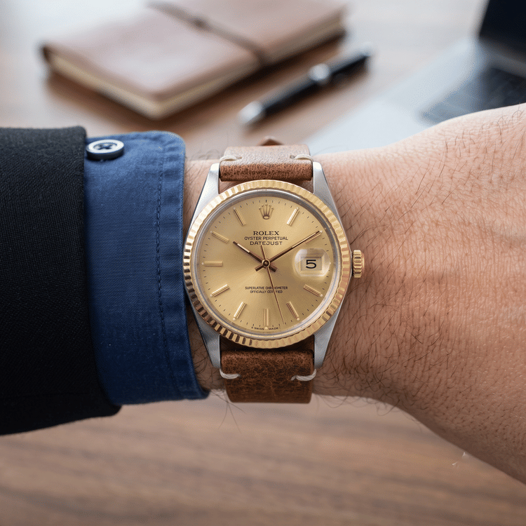 Rolex Datejust 36 MM Champagne Dial 18K Yellow Gold Automatic Watch Ref. No 16013-Hover-Image