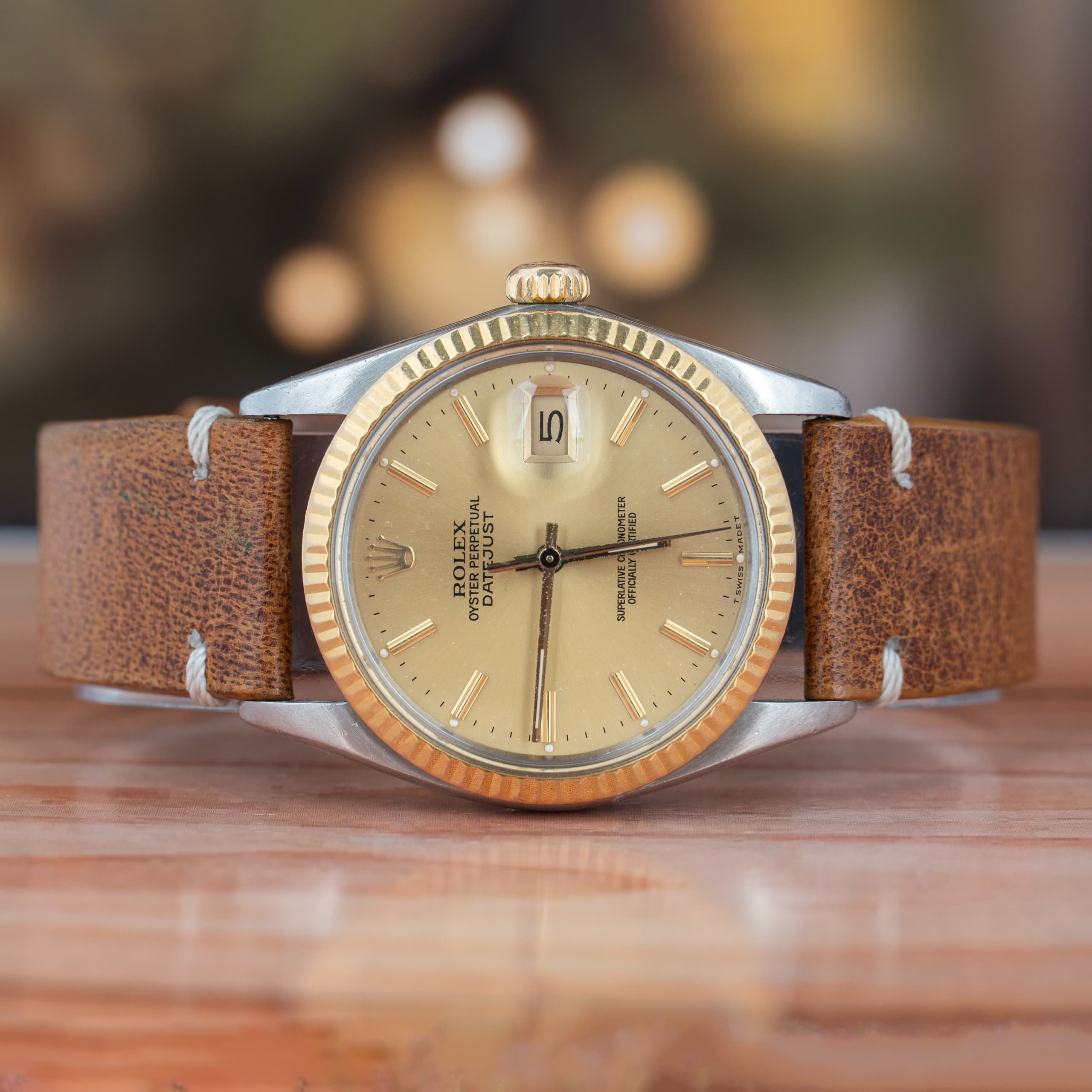 Rolex Datejust 36 MM Champagne Dial 18K Yellow Gold Automatic Watch Ref. No 16013