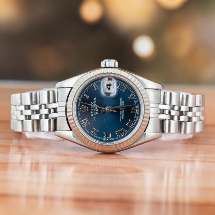 Rolex Lady-Datejust 26 MM Blue Dial Steel Automatic Watch Ref. No 79174-Hover-Image