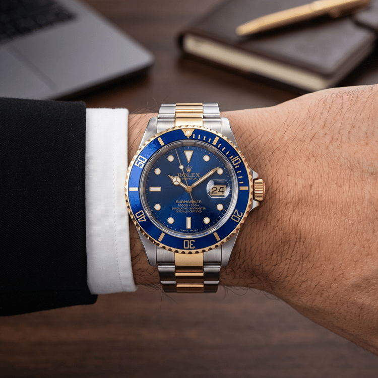 Rolex Submariner Date 40 MM Blue Dial 18K Yellow Gold And Steel Automatic Watch Ref. No 16613-Hover-Image