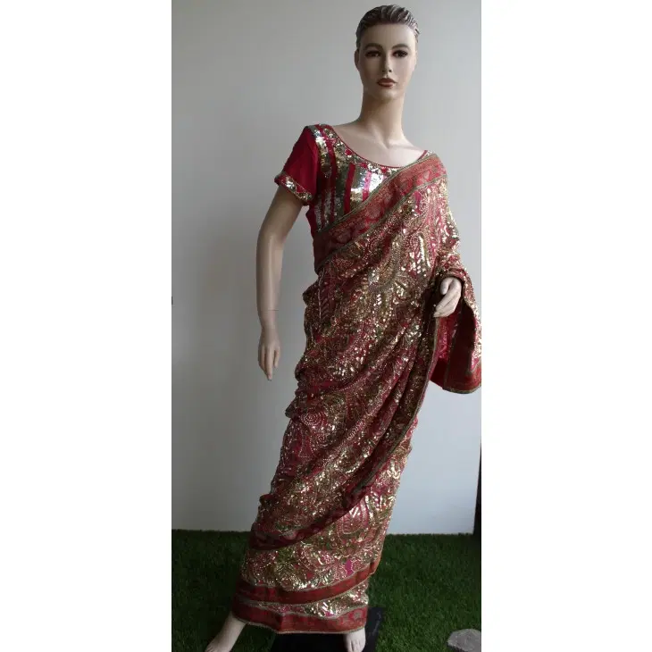 Rudraksh Sari (Red & Gold)-Hover-Image