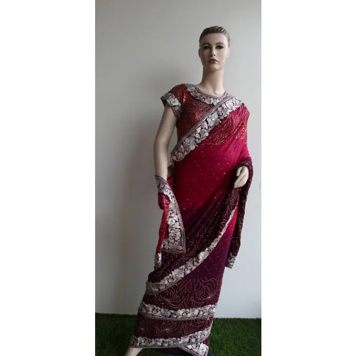 Rudraksh Sari (Pink, Purple Silver)-Hover-Image