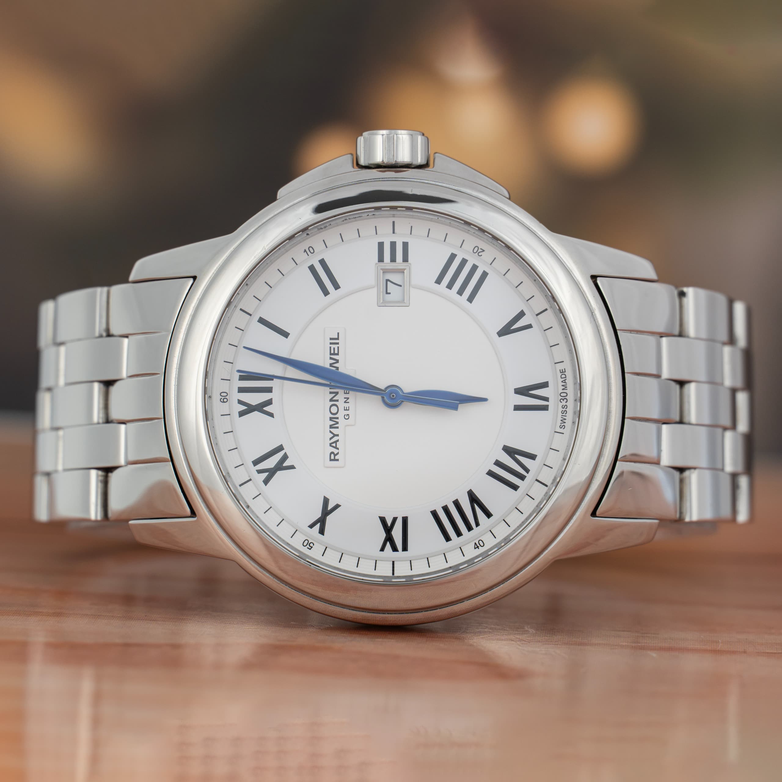 Raymond Weil Tradition 43 MM Silver Dial Stainless Steel Quartz Watch 5578-ST-00300