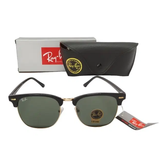 Ray Ban Golden Black Full Rim Clubmaster Sunglasses