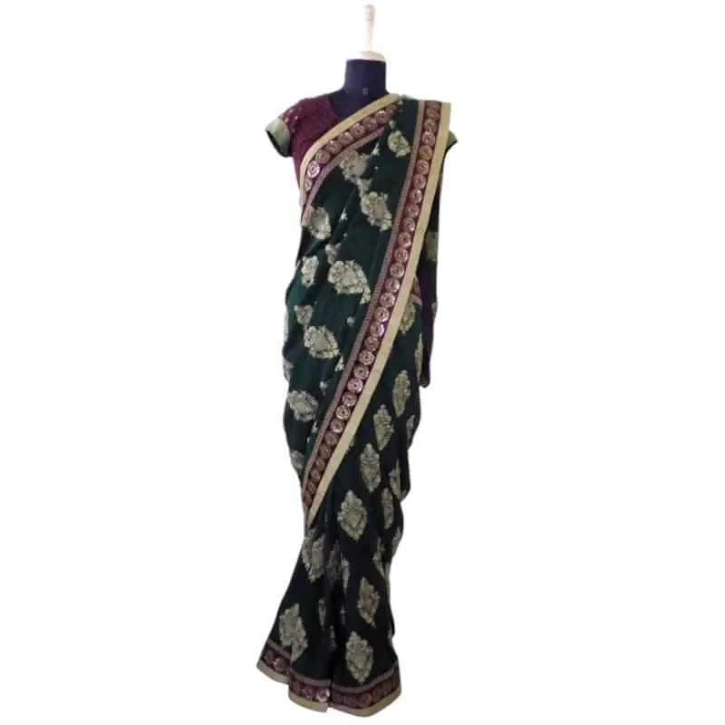 Sabyasachi Green Embroidered Saree with Blouse