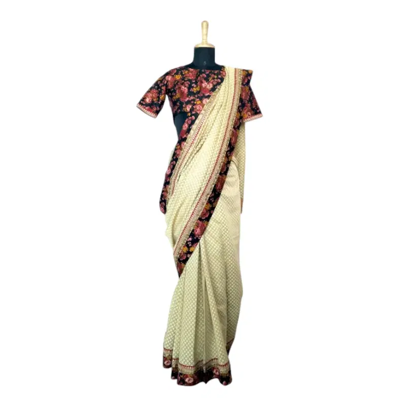 Sabyasachi Beige Floral Border Saree