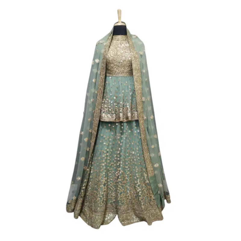 Sabyasachi Full Sleeves Mint Green Lehenga