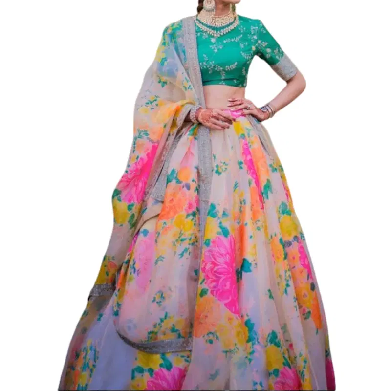 Sabyasachi Hand painted Silk Chiffon Lahenga