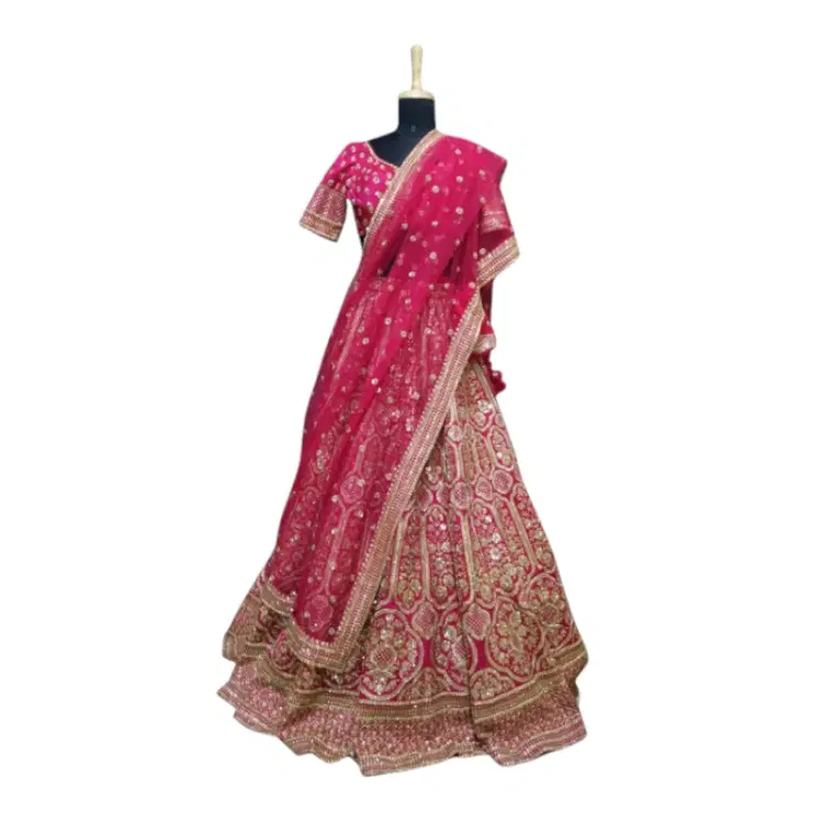 Sabyasachi Hot Pink Bridal Lehenga Set-Hover-Image