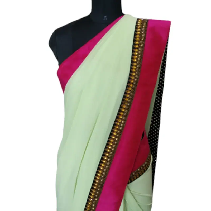 Sabyasachi Green and Pink Saree without Blouse