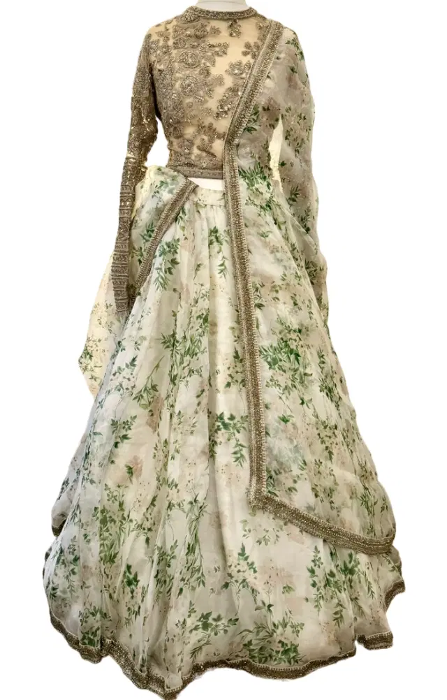 floor length sabyasachi dresses Green Color Floor Length Gown inspired from Sabyasachi Collection – Panache  Haute Couture main image 0