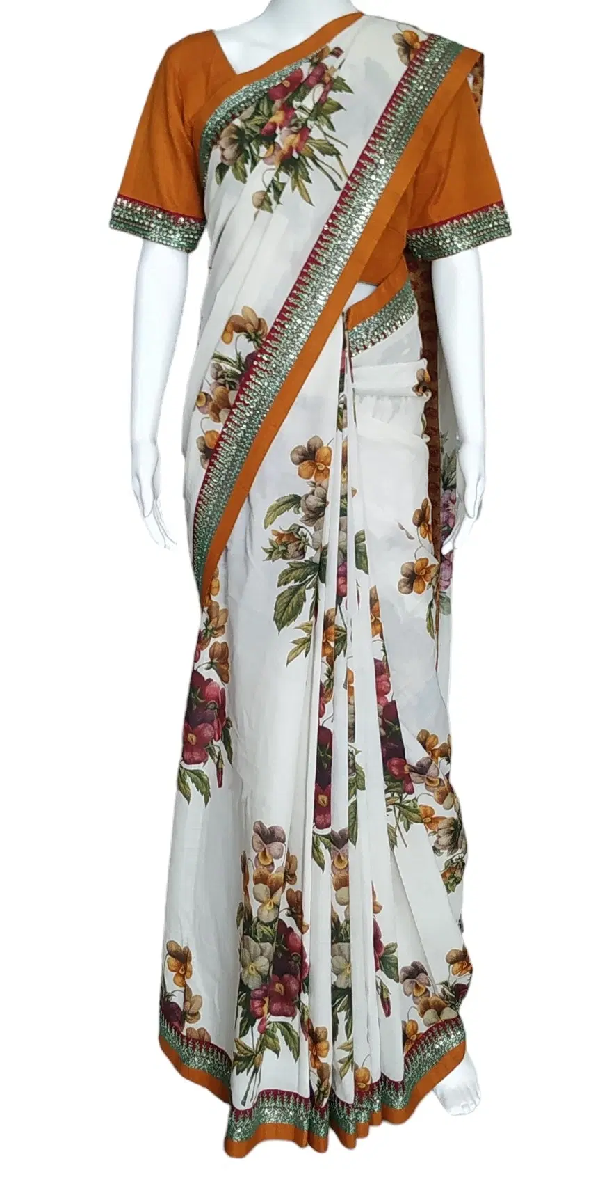 Sabyasachi White Floral Saree