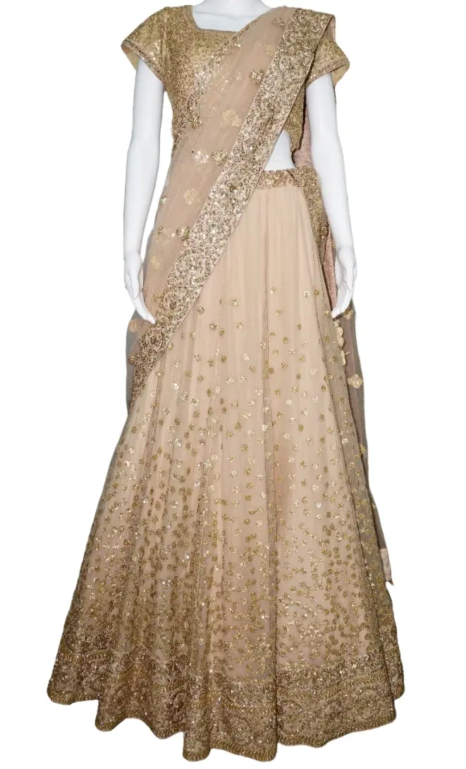 Sabyasachi Peach Embroidered Lehenga,Size M-Hover-Image
