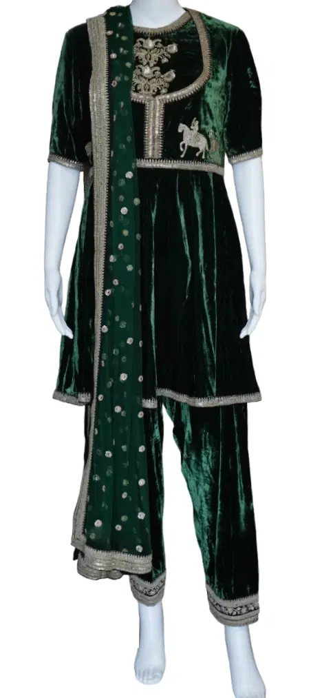 Sabyasachi Green Velvet Suit Set