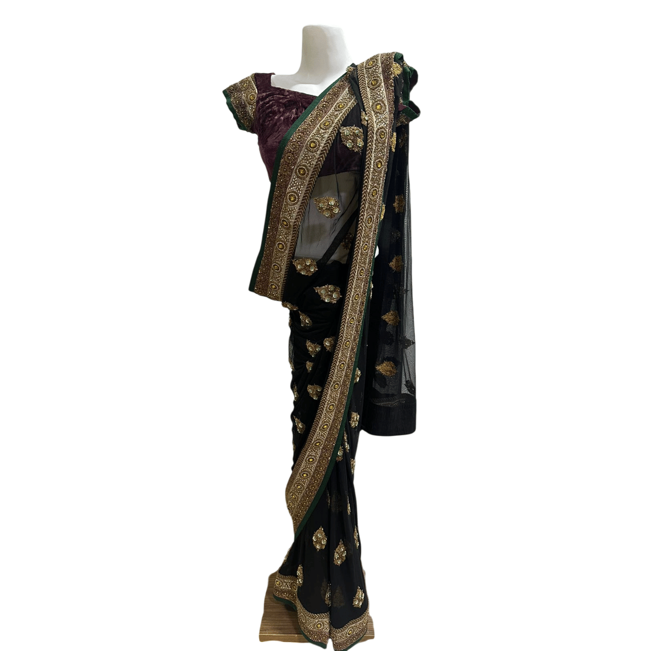 Sabyasachi Black Embroidered Net Saree