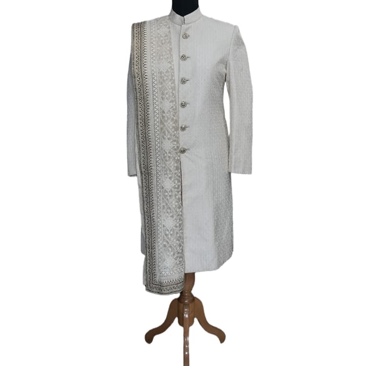 Sabyasachi Mens Sherwani Kurta Set With Dupatta-Hover-Image