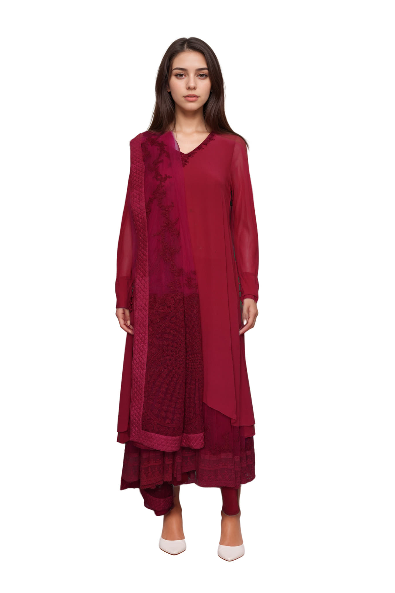 Sabyasachi Red And Pink Suit Set