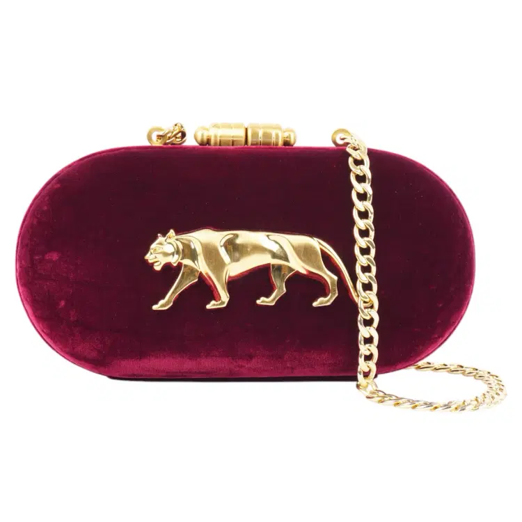 Sabyasachi Royal Bengal Tiger Velvet Capsule Clutch-Hover-Image