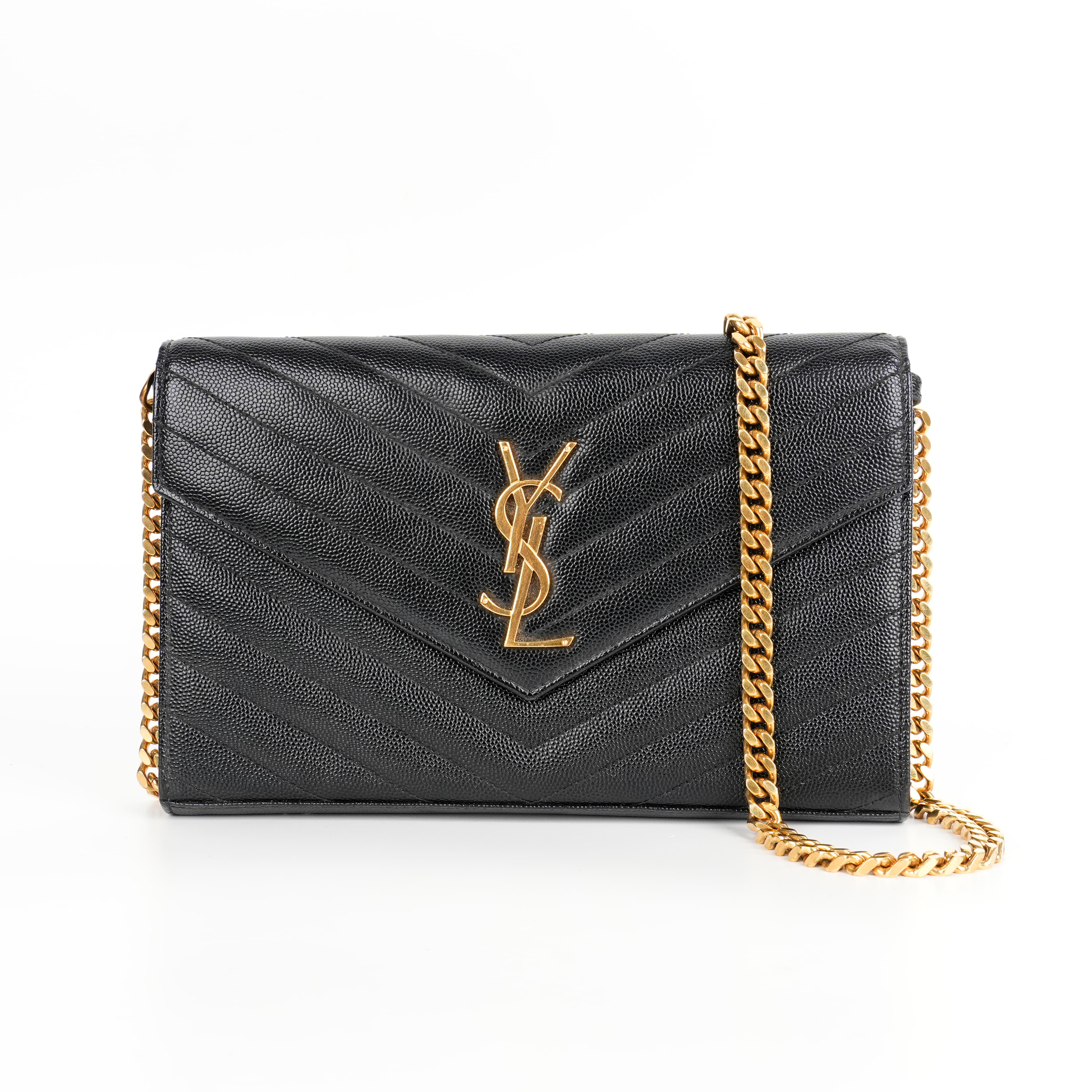 Saint Laurent Black Cassandre Leather Sling Bag