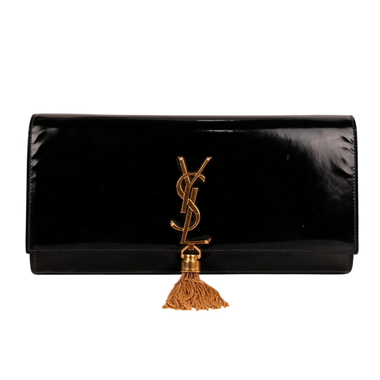 Saint Laurent Kate Tassel Leather Black Patent Clutch