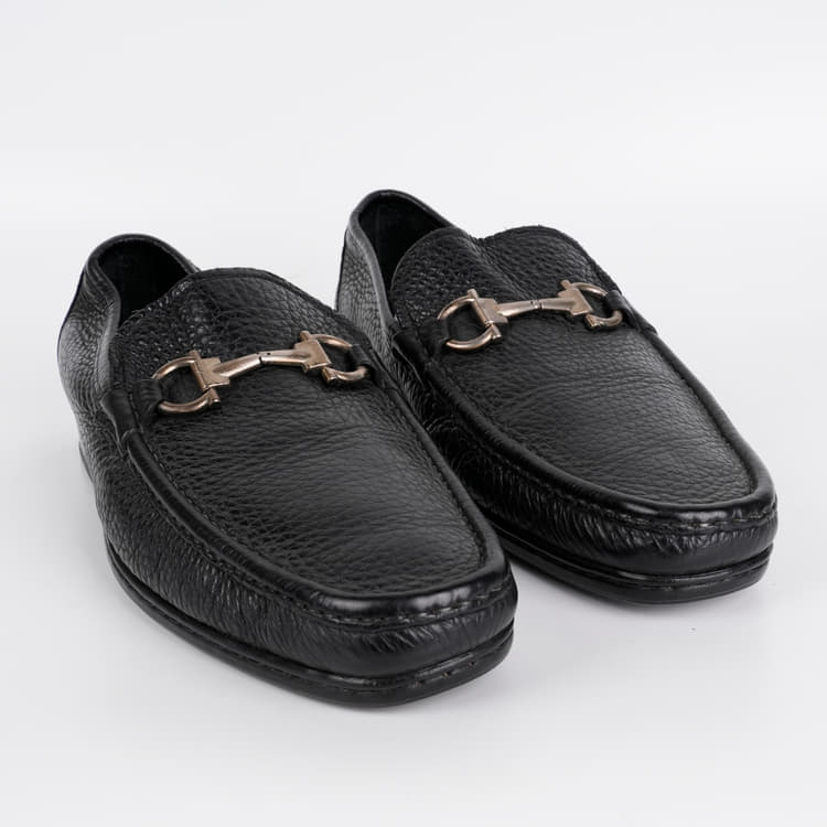 Salvatore Ferragamo Horsebit Black Leather Loafers-Hover-Image
