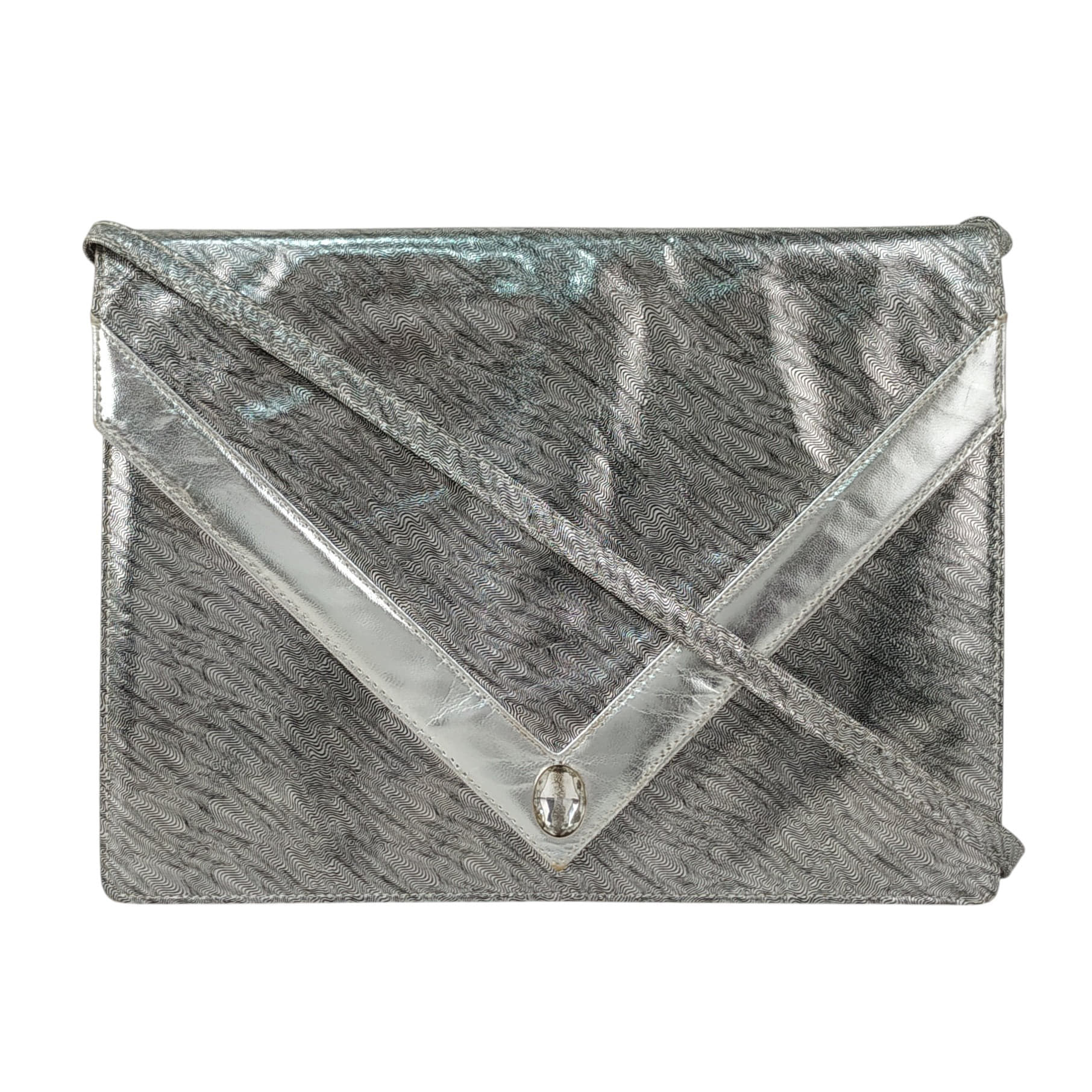 Salvatore Ferragamo Silver Envelope Clutch