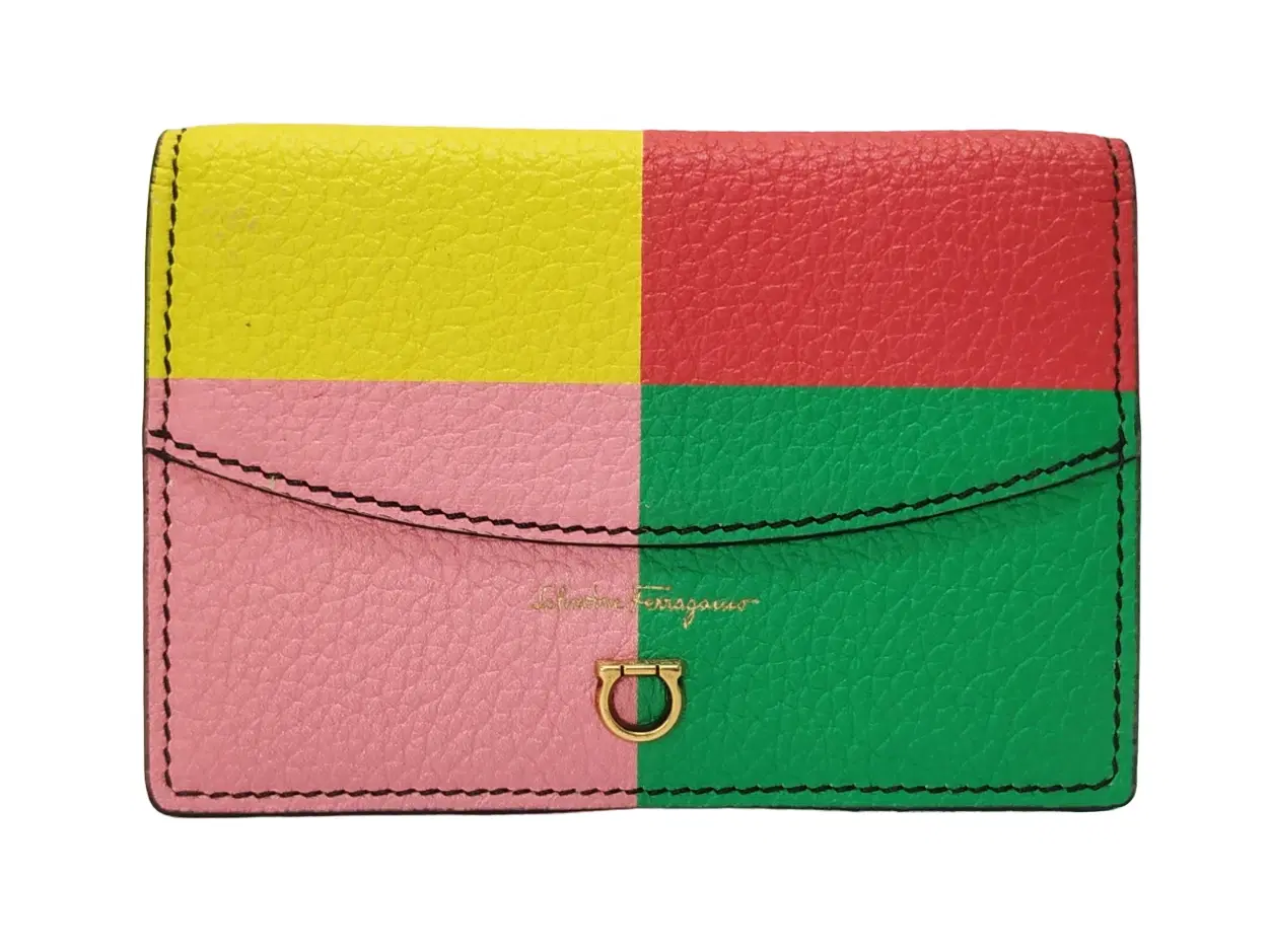 Salvatore Ferragamo Gancini Multicolor Leather Bifold Card Holder