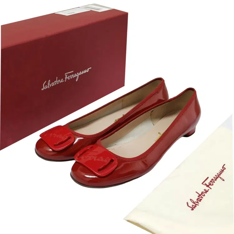 Salvatore Ferragamo Red Patent Leather Ballet Flats-Hover-Image