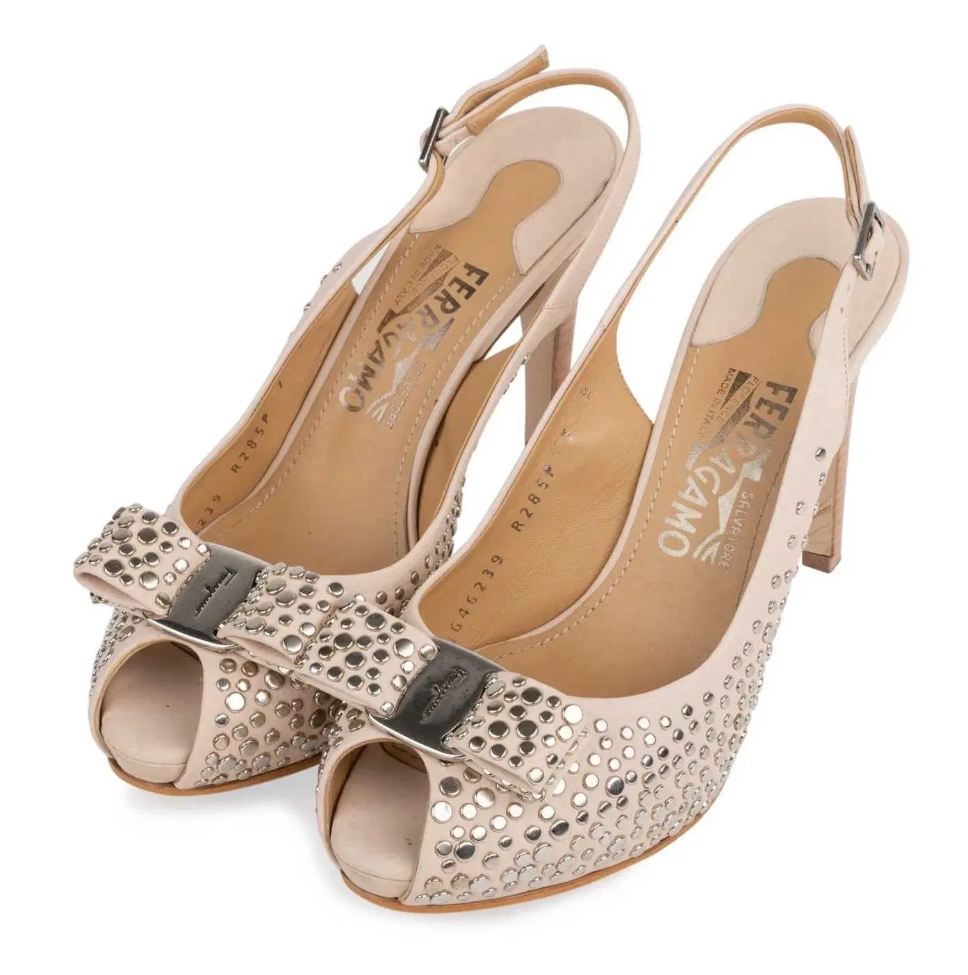 Salvatore Ferragamo Studded Leather Louvre Scilla Bow Sandals