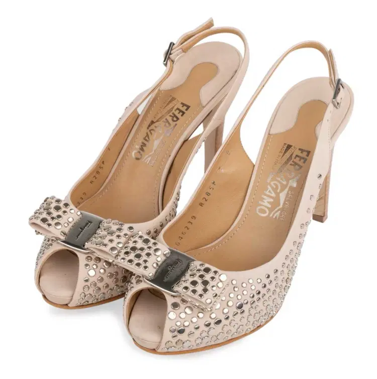 Salvatore Ferragamo Studded Leather Louvre Scilla Bow Sandals-Hover-Image