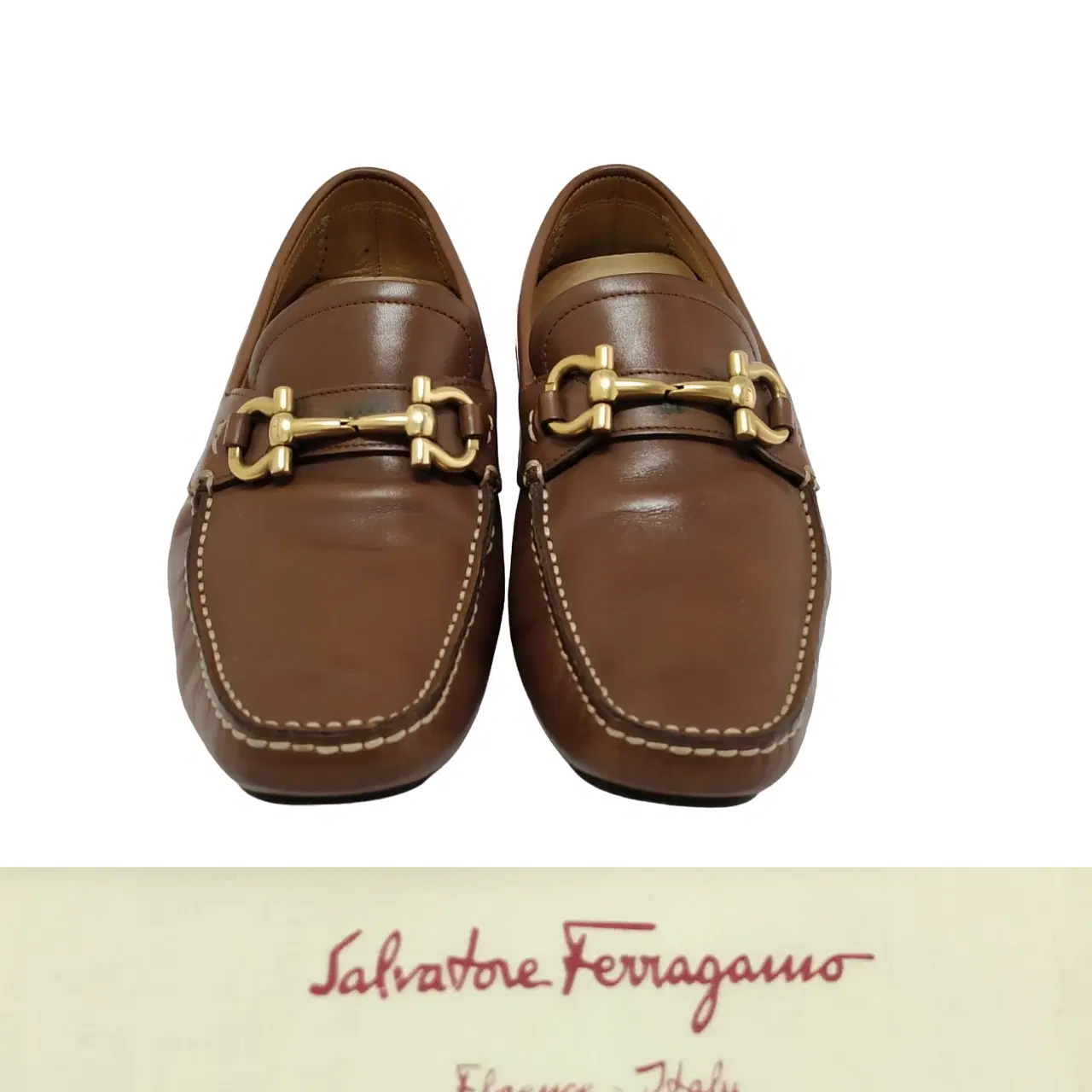 Size 6.5 - Salvatore Ferragamo Light Brown Leather Parigi Gancini Bit Driver Loafers