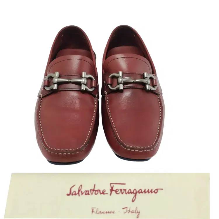 Size 6 - Salvatore Ferragamo Red and Blue Leather Parigi Gancini Bit Driver Loafers-Hover-Image
