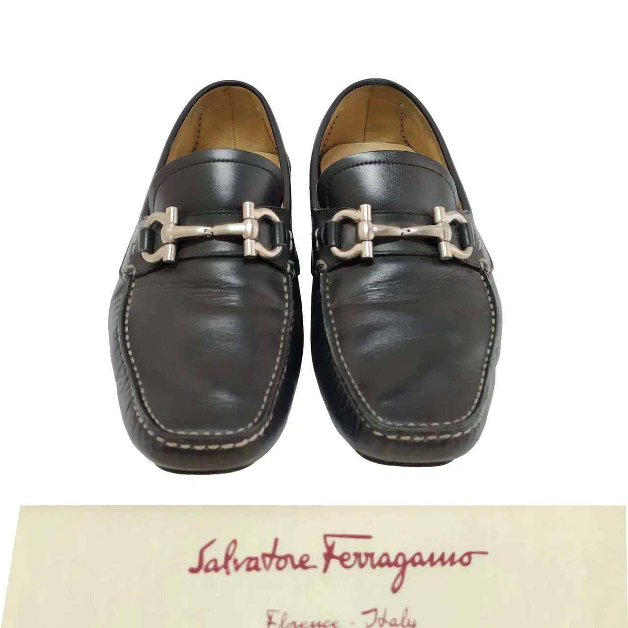 Size 6.5 - Salvatore Ferragamo Black Leather Parigi Gancini Bit Driver Loafers