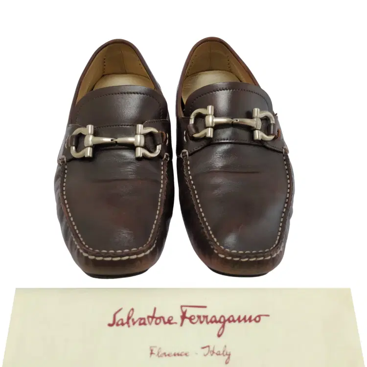 Size 6.5 - Salvatore Ferragamo Dark Brown Leather Parigi Gancini Bit Driver Loafers-Hover-Image