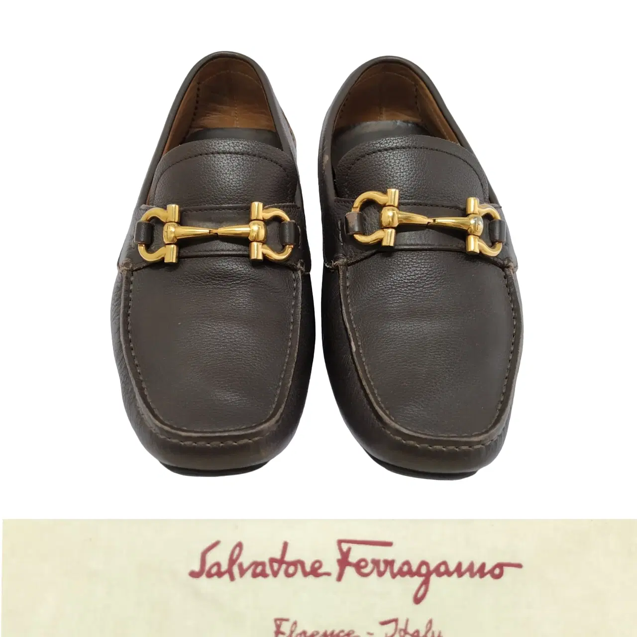 Size 6 - Salvatore Ferragamo Brown Leather Parigi Gancini Bit Driver Loafers