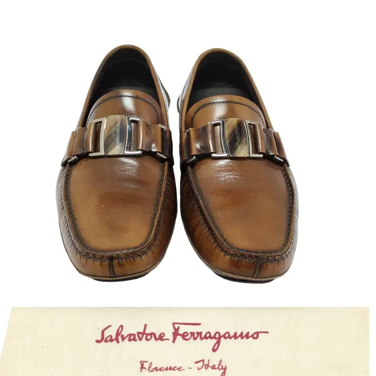 Size 6 - Salvatore Ferragamo Brown Shades Leather Sardegna Driving Loafers-Hover-Image
