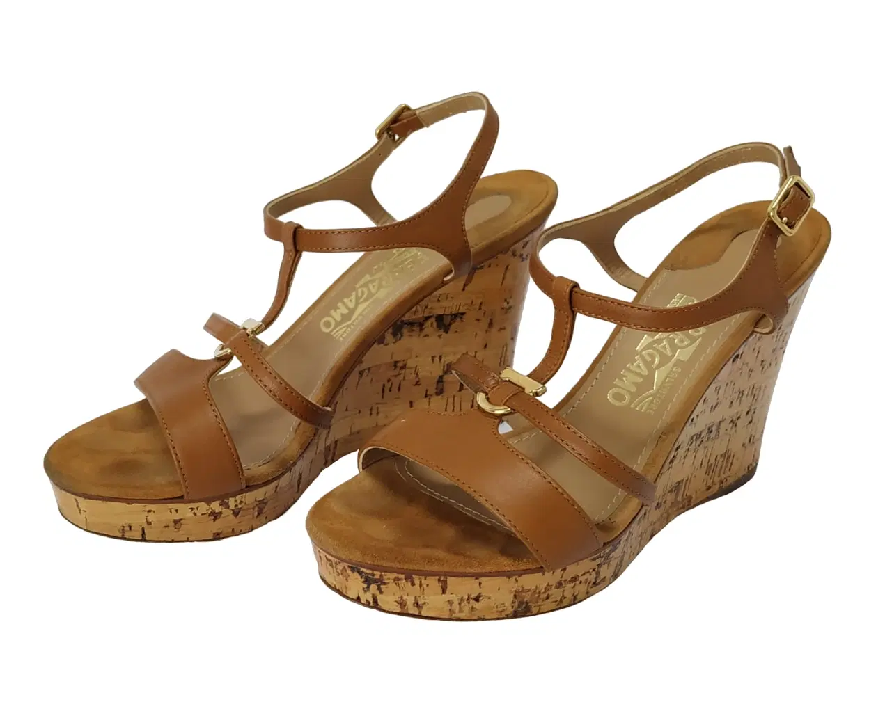 Size 6 - Salvatore Ferragamo Tan Leather Cork Strappy Sandal